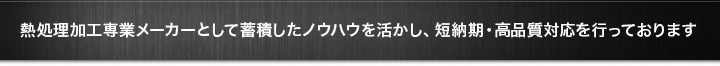 熱処理加工専業メーカーとして蓄積したノウハウを活かし、短納期・高品質対応を行っております