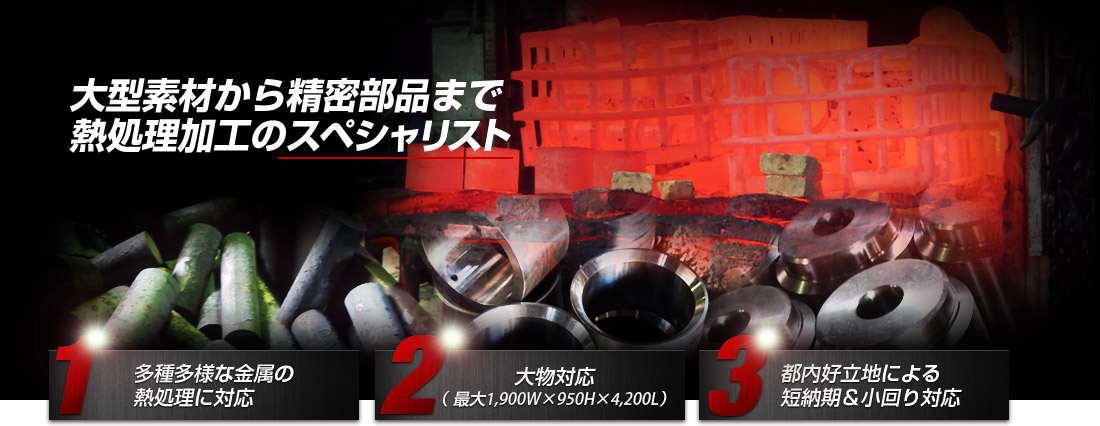 大型素材から精密部品まで熱処理加工のスペシャリスト